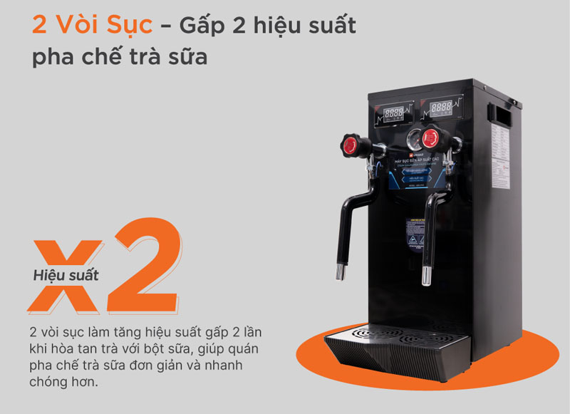 Máy sục sữa áp suất cao 2 vòi Unibar UBS-2VS - Hàng chính hãng