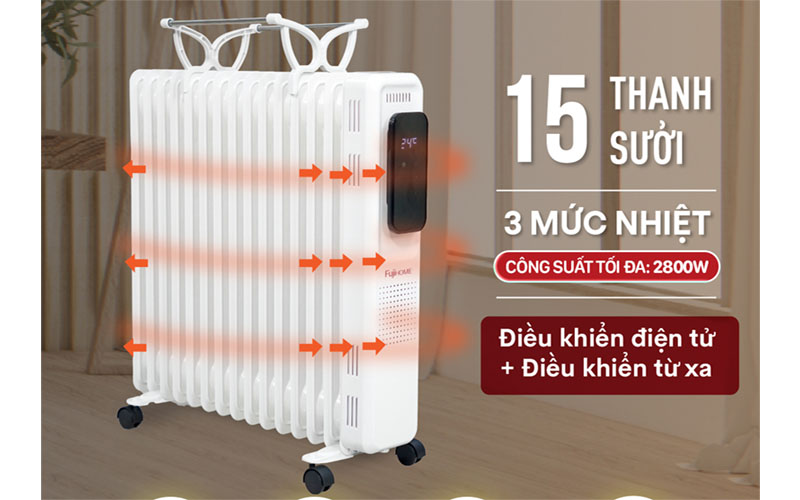 Máy sưởi dầu Fujihome OH8615 - Hàng chính hãng