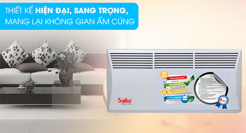 Thiết kế hiện đại của Máy sưởi điện Saiko EC-2000