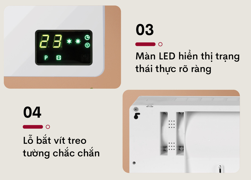 Có màn hình LED hiển thị thông số và các chức năng hoạt động của máy