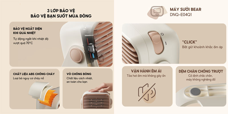 Máy sưởi gốm Bear DNQ-E04Q1 - Hàng chính hãng