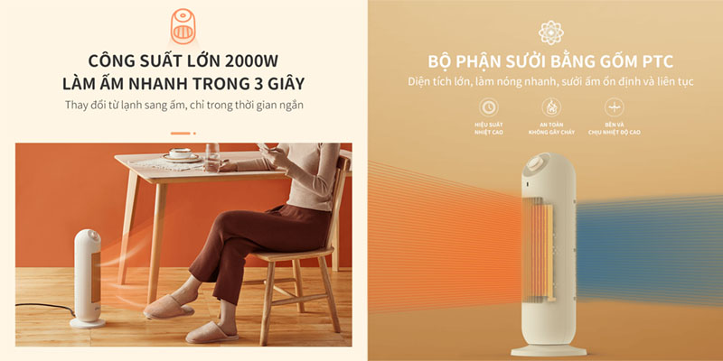 Máy sưởi gốm Bear SH-4H20A - Hàng chính hãng