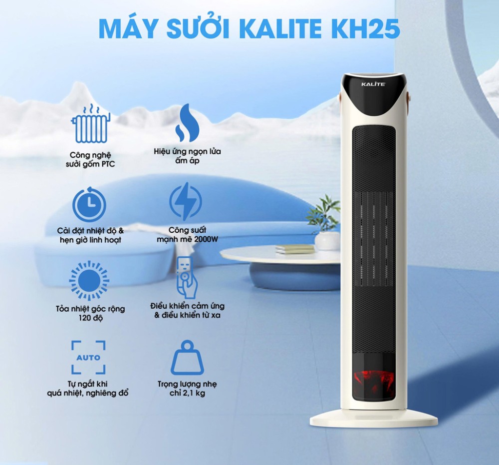 Máy sưởi gốm Kalite KH25 - Hàng chính hãng