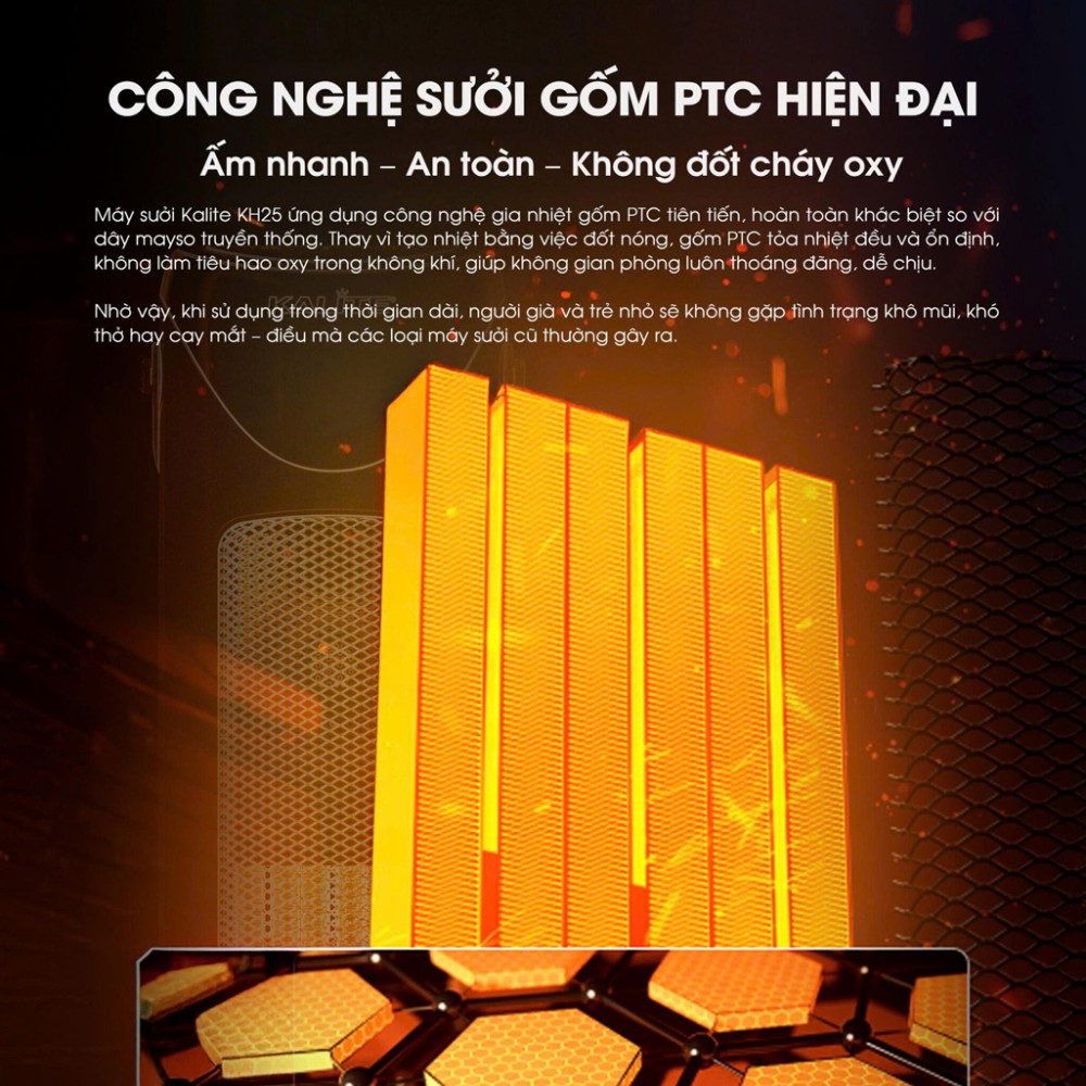 Máy sưởi gốm Kalite KH25 - Hàng chính hãng