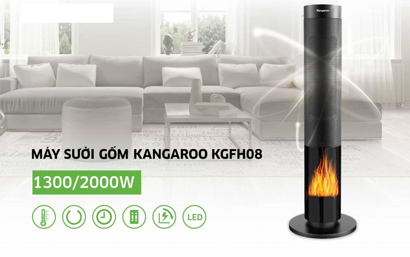 Máy sưởi gốm Kangaroo KGFH08 - Hàng chính hãng