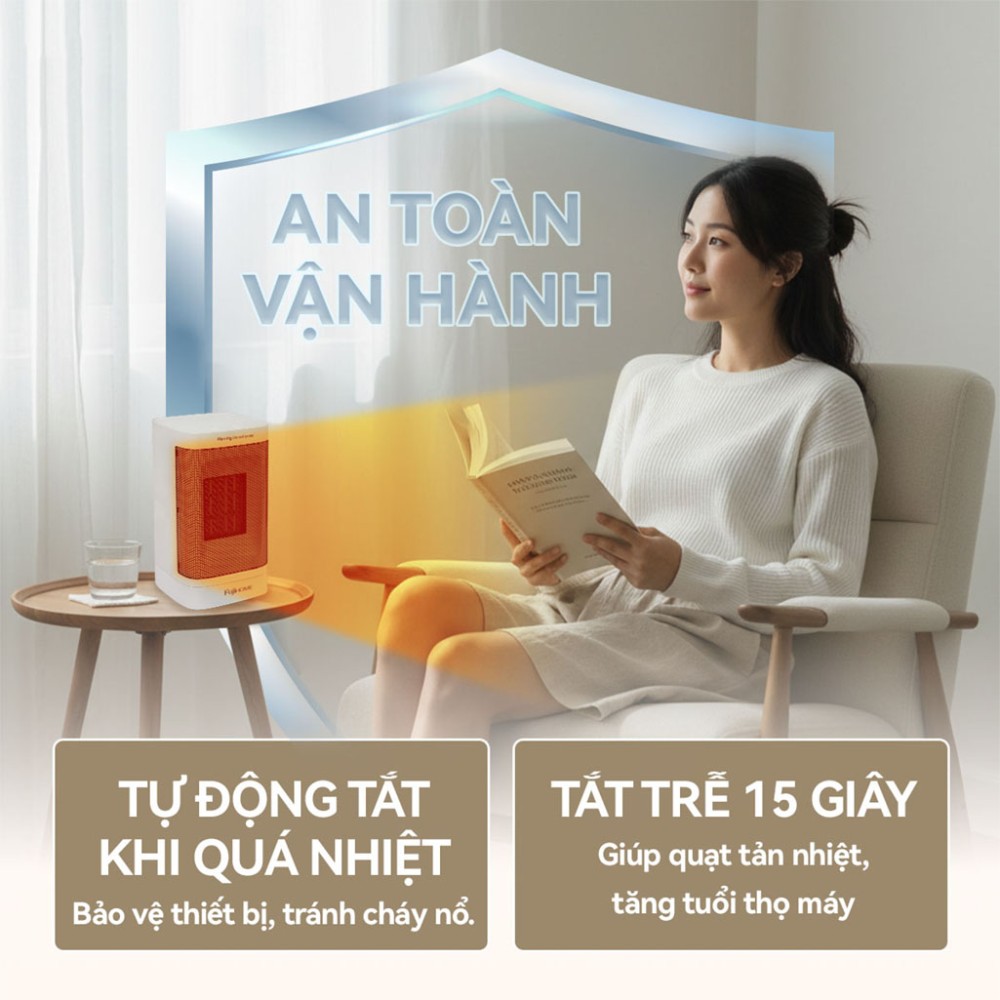 Quạt sưởi gốm mini Fujihome FH600 - Hàng chính hãng