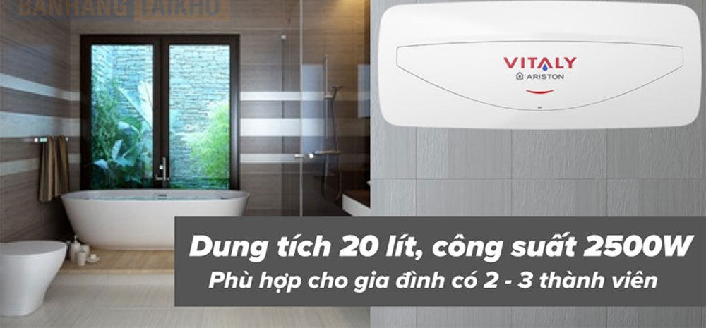 Bình nóng lạnh Ariston 20 lít Vitaly 20 Slim - Hàng chính hãng