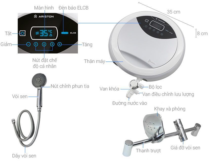 Máy tắm nước nóng trực tiếp Ariston RT45PE-VN - Hàng chính hãng