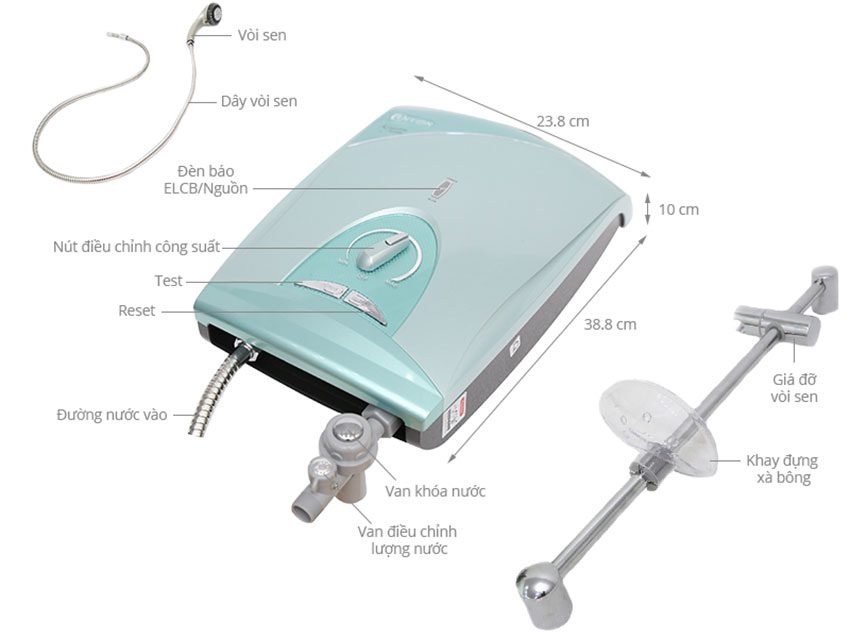 Chi tiết của máy tắm nước nóng trực tiếp Centon KS500E