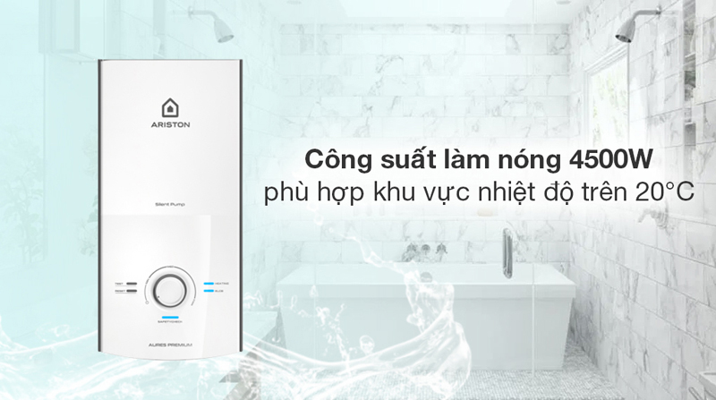Máy nước nóng trực tiếp Ariston AURES PREMIUM 4.5P IVORY - Hàng chính hãng