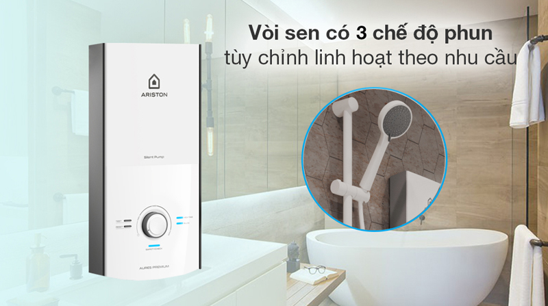 Máy nước nóng trực tiếp Ariston AURES PREMIUM 4.5P IVORY - Hàng chính hãng
