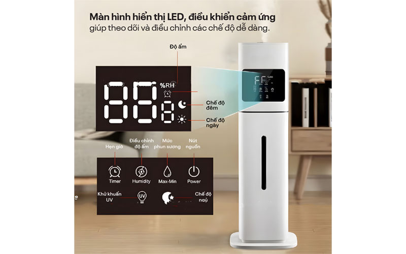 Bảng điều khiển của Máy tạo ẩm, xông tinh dầu, khử khuẩn UV Fujihome HM09UV2