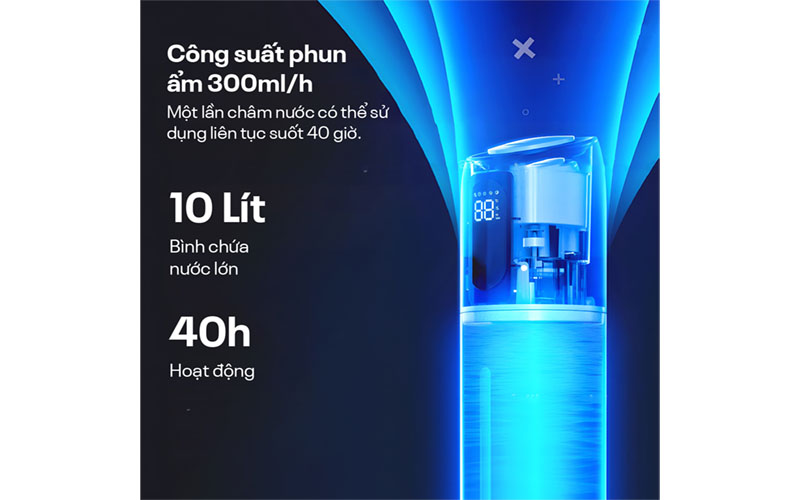 Công suất hút ẩm của Máy tạo ẩm, xông tinh dầu, khử khuẩn UV Fujihome HM10UV-WIFI