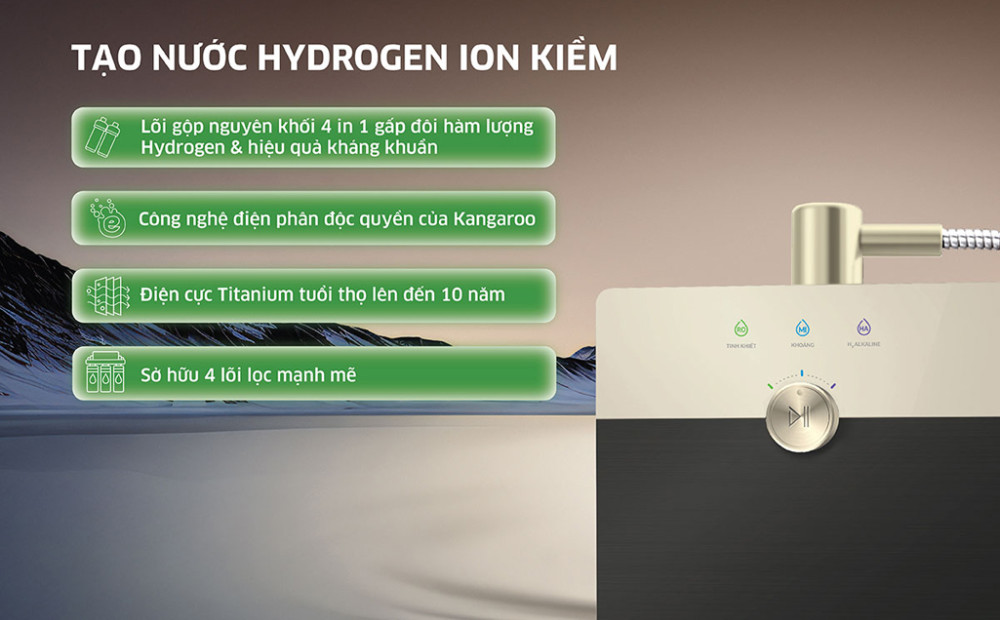 Máy tạo nước Hydrogen ion kiềm Kangaroo Sumire KGRF04E - Hàng chính hãng