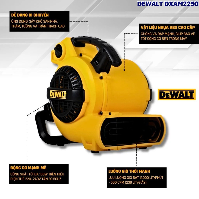 Máy thổi khô sàn Dewalt DXAM2250 - Hàng chính hãng