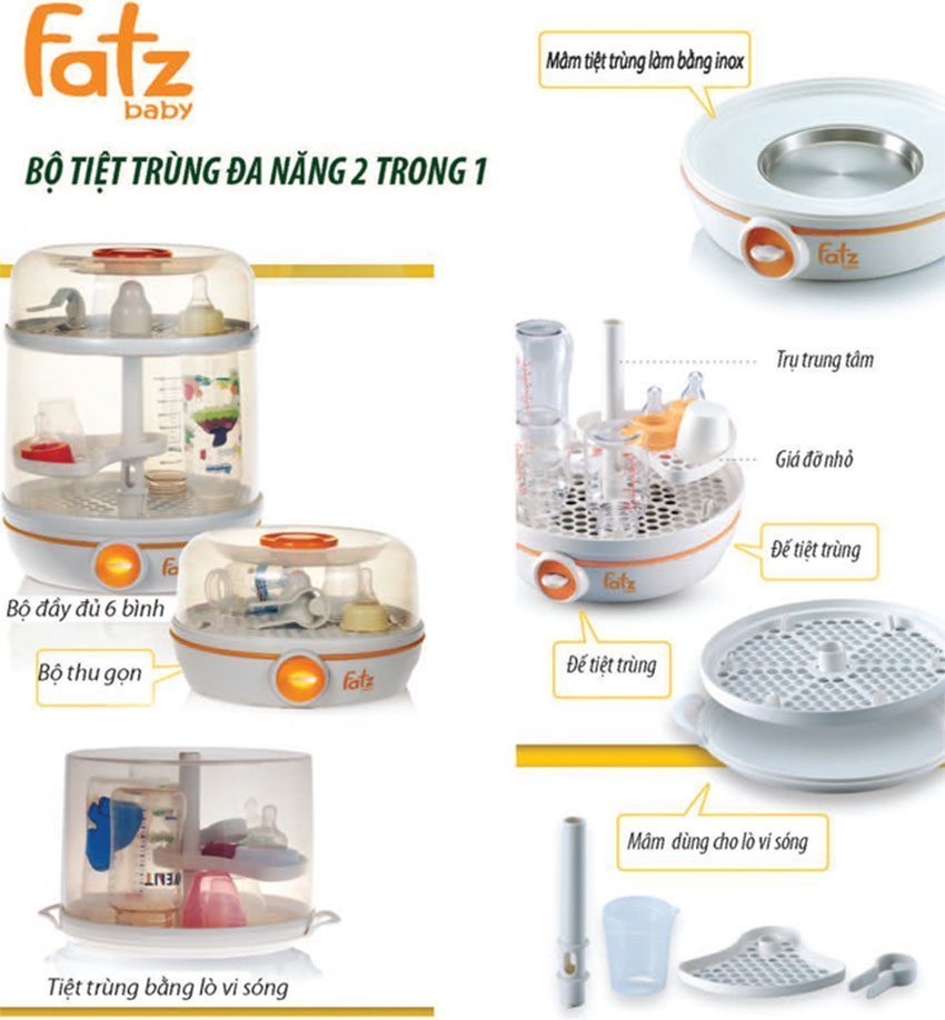 Máy tiệt trùng bình sữa FatzBaby FB4002SB - Hàng chính hãng