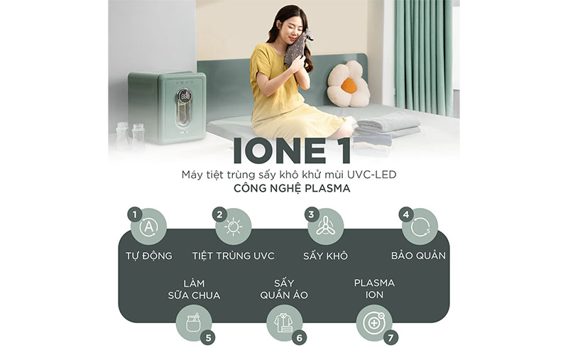 Máy tiệt trùng sấy khô khử mùi Beborn UV01PF - Hàng chính hãng