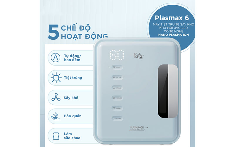 Máy tiệt trùng sấy khô khử mùi PLASMAX 6 Fatzbaby FB4822FK - Hàng chính hãng