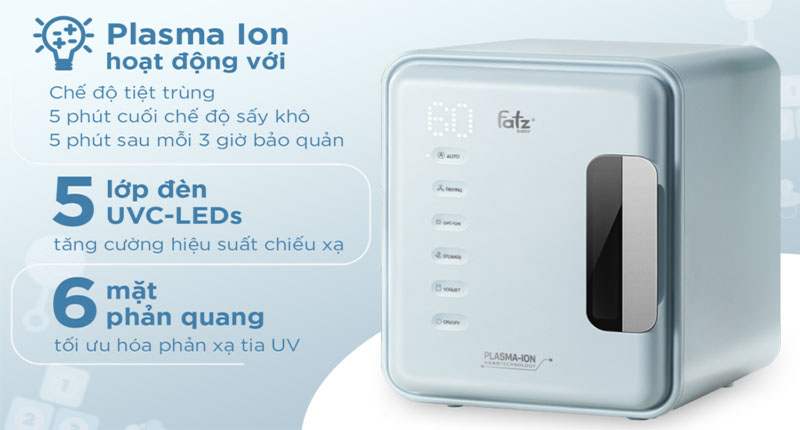 Máy tiệt trùng sấy khô khử mùi PLASMAX 6 Fatzbaby FB4822FK - Hàng chính hãng