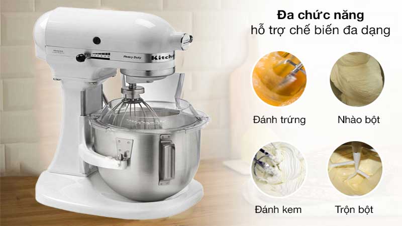 Máy trộn bột bát nâng Heavy Duty KitchenAid 5KPM5EWH - Hàng chính hãng