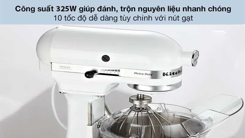 Máy trộn bột bát nâng Heavy Duty KitchenAid 5KPM5EWH - Hàng chính hãng