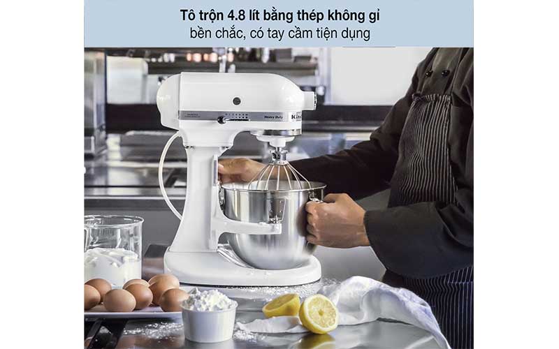 Máy trộn bột bát nâng Heavy Duty KitchenAid 5KPM5EWH - Hàng chính hãng