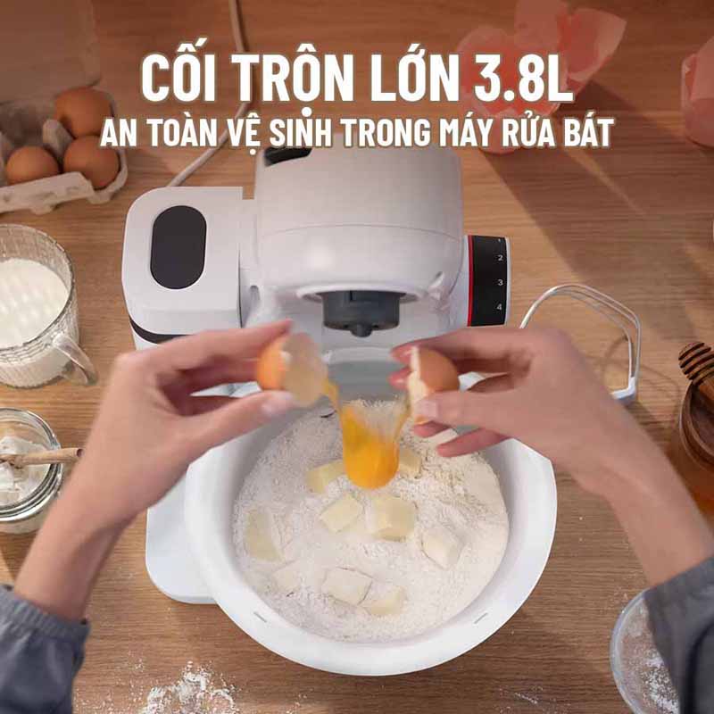 Thố trộn lớn có dung tích 3.8L , trộn được nhiều bột cùng lúc