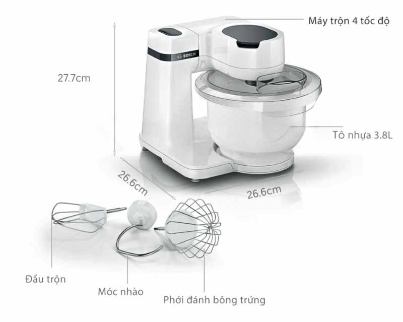 Cấu tạo của máy trộn đa năng Bosch MUMS2AW00