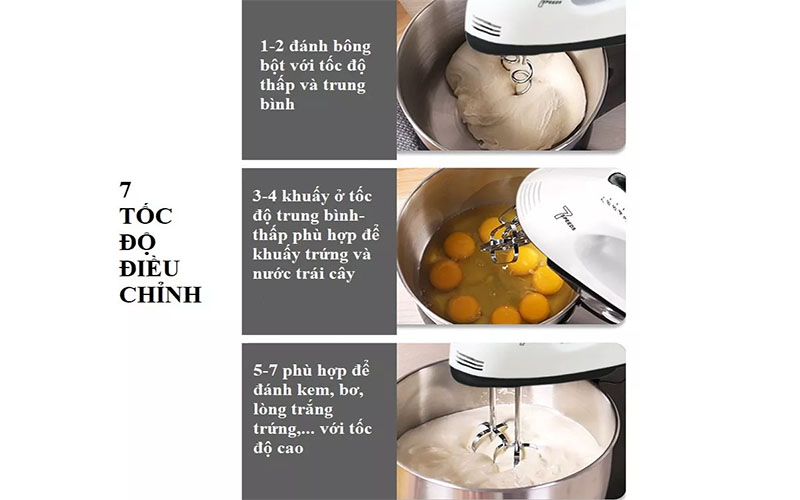 7 tốc độ của Máy đánh trứng trộn bột Sokany CX-6620