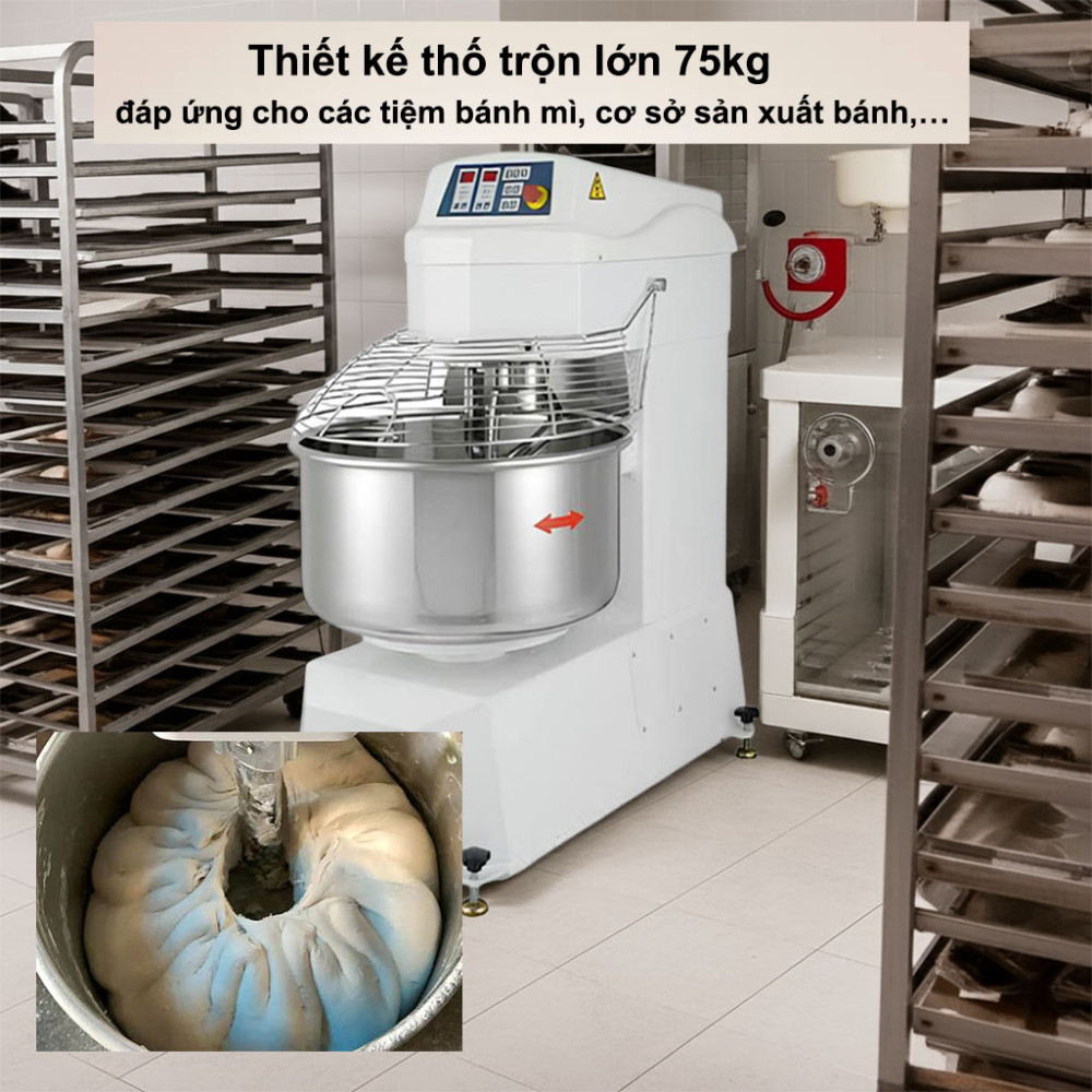 Máy trộn bột xoắn ốc công nghiệp Vigevr BND-75KG - Hàng chính hãng