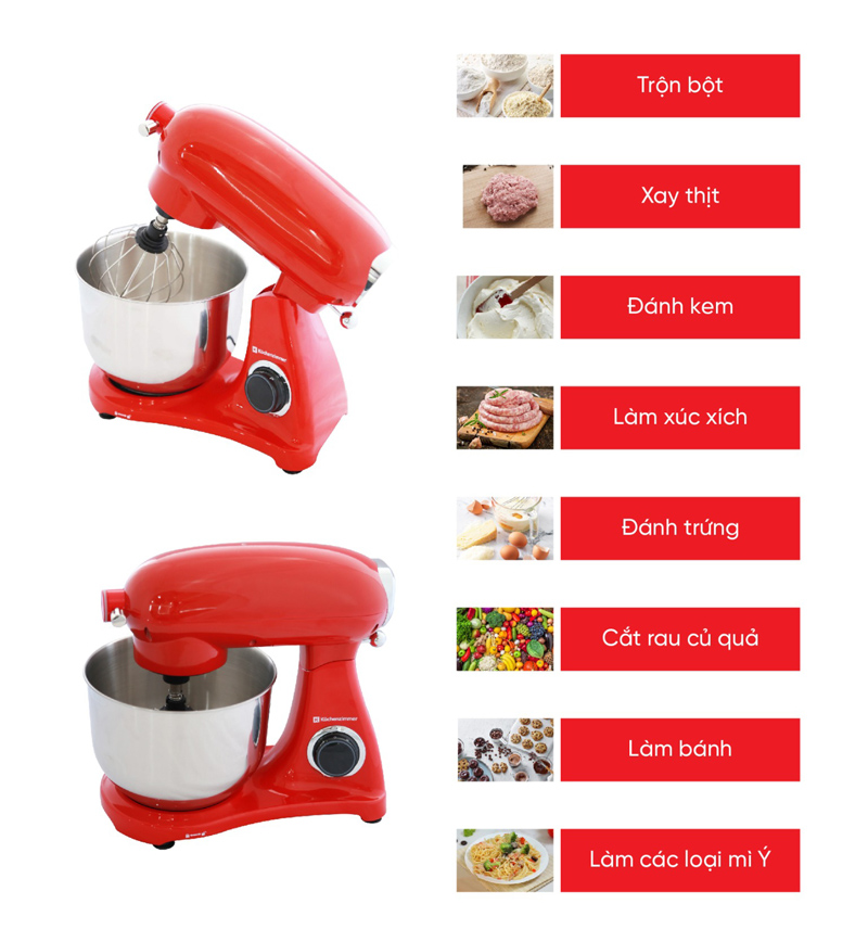 Máy trộn đa năng Kuchenzimmer STAND MIXER RED 002790 - Hàng chính hãng