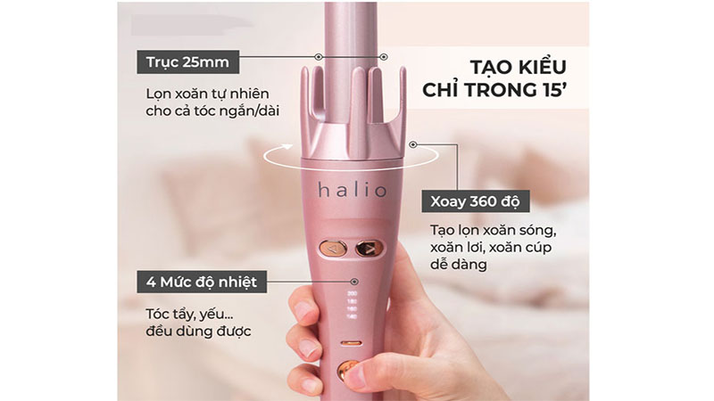 Máy uốn tóc tự xoay Halio Auto Rotating Hair Curler - Hàng chính hãng