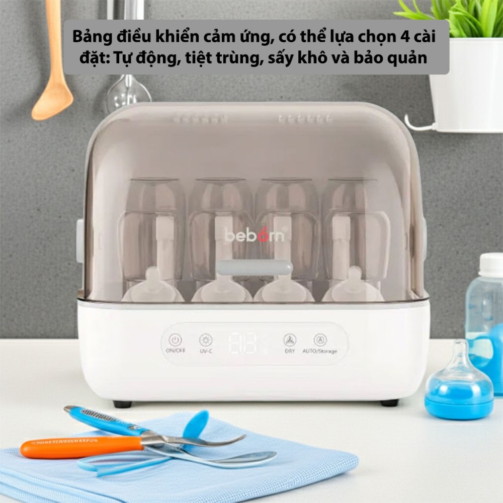 Máy úp bình sữa, tiệt trùng UVC, sấy khô và bảo quản Beborn SB02 - Hàng chính hãng