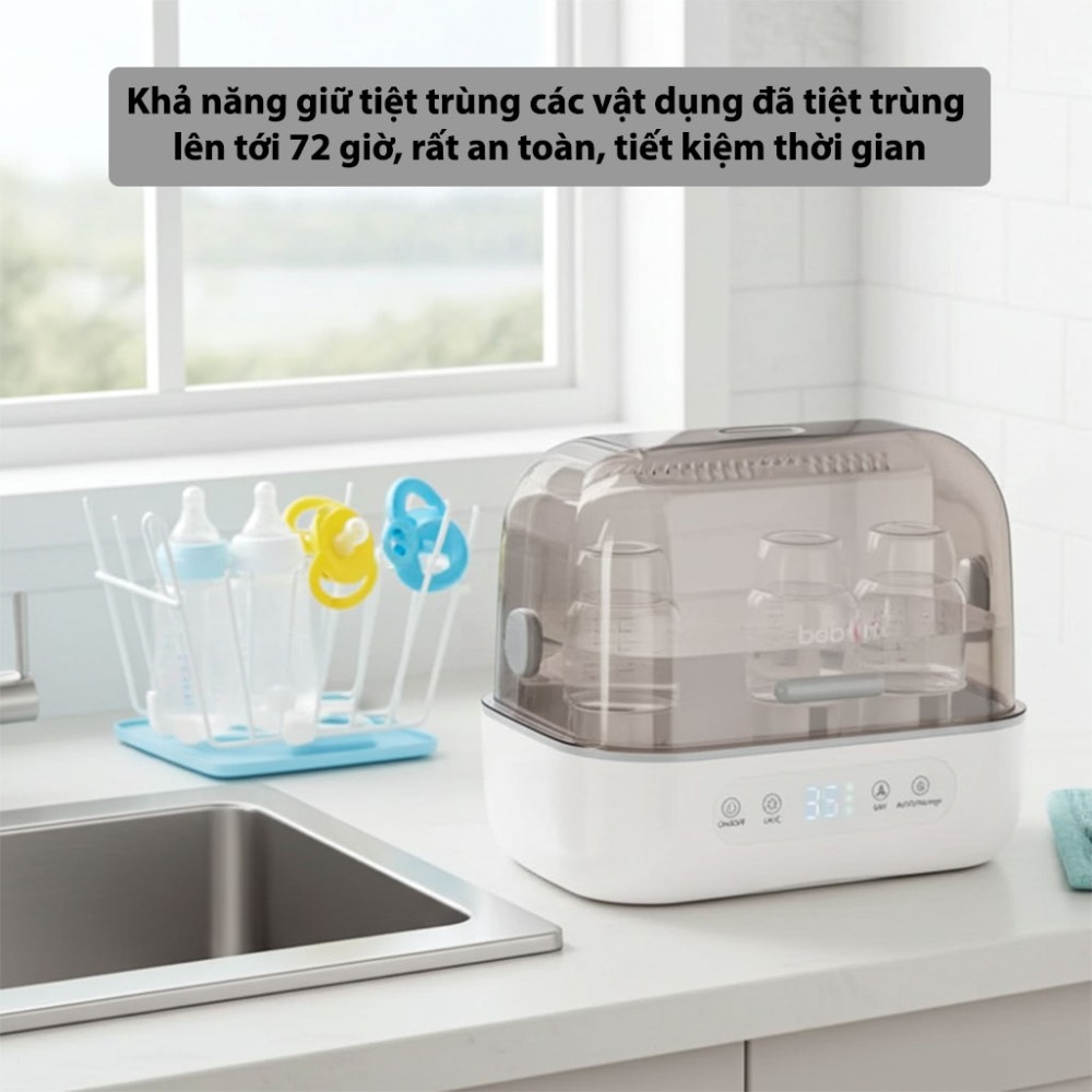 Máy úp bình sữa, tiệt trùng UVC, sấy khô và bảo quản Beborn SB02 - Hàng chính hãng