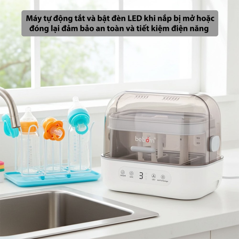 Máy úp bình sữa, tiệt trùng UVC, sấy khô và bảo quản Beborn SB02 - Hàng chính hãng