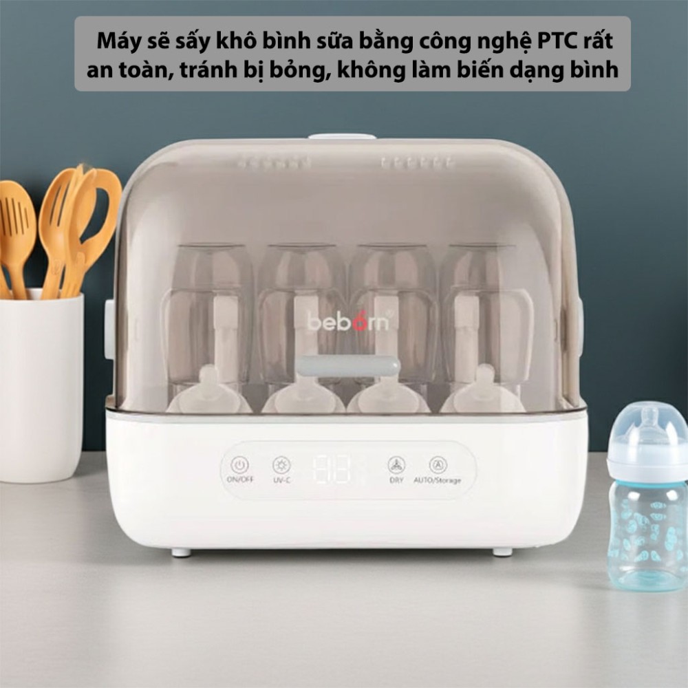 Máy úp bình sữa, tiệt trùng UVC, sấy khô và bảo quản Beborn SB02 - Hàng chính hãng