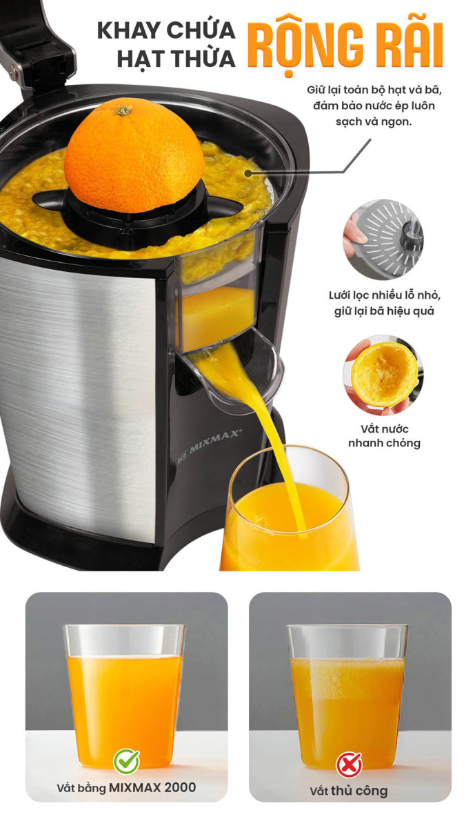 Máy ép cam công nghiệp Mixmax 2000 - Hàng chính hãng