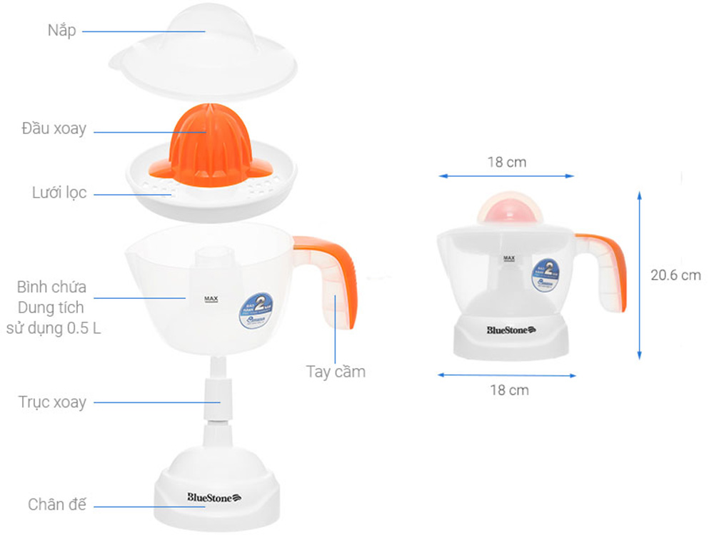 Máy vắt cam Bluestone CJB-1127 - Hàng chính hãng
