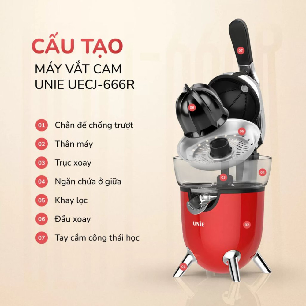 Máy vắt cam điện tự động Unie UECJ-666R/B - Hàng chính hãng
