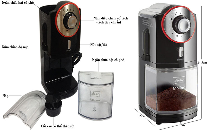 Máy xay cà phê Melitta Molino - Hàng chính hãng