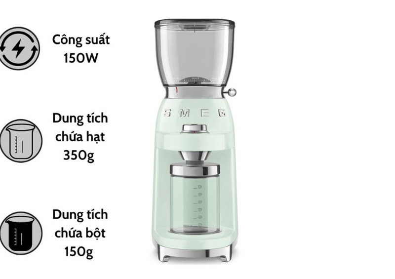 Máy xay cà phê Smeg CGF01PGEU - Hàng chính hãng
