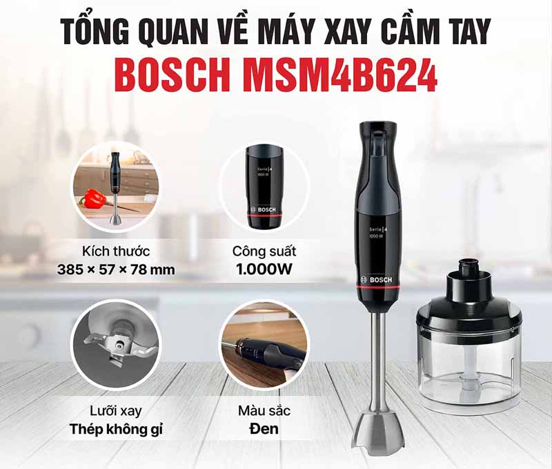 Máy xay cầm tay Bosch MSM4B624 - Hàng chính hãng