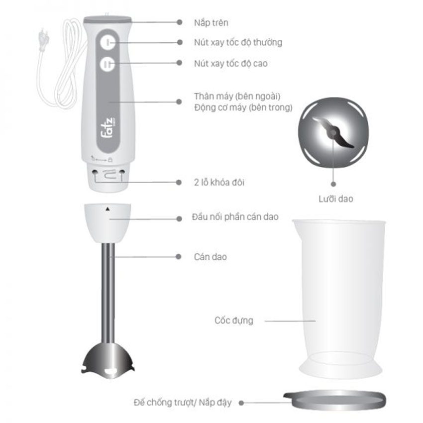 Máy xay cầm tay Deluxe 6 FatzBaby FB5211BL - Hàng chính hãng