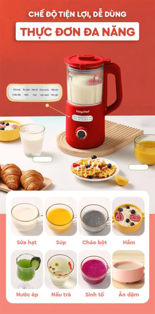 Máy xay nấu đa năng 9 in 1 Lazychef LC-02SH - Hàng chính hãng