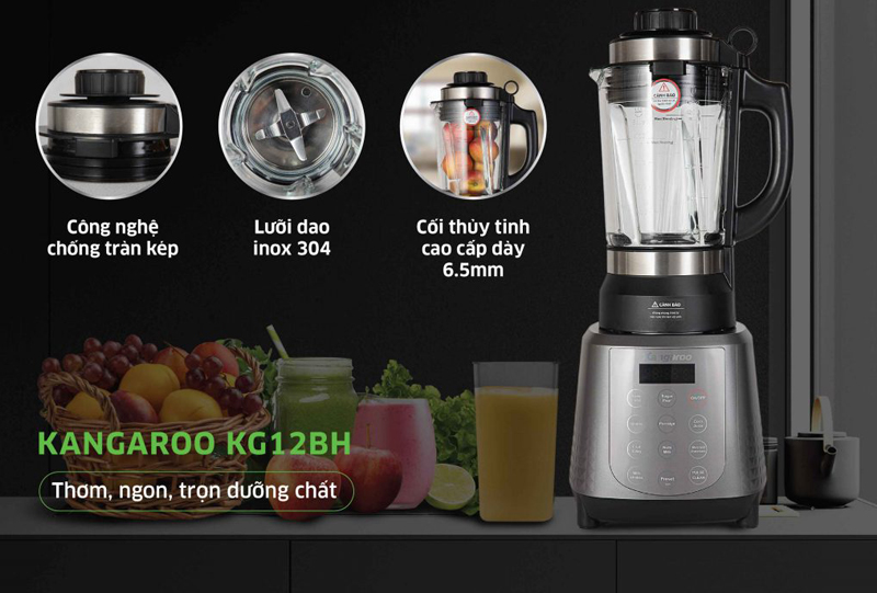 Máy làm sữa hạt Kangaroo KG12BH thiết kế thông minh, an toàn trong quá trình sử dụng