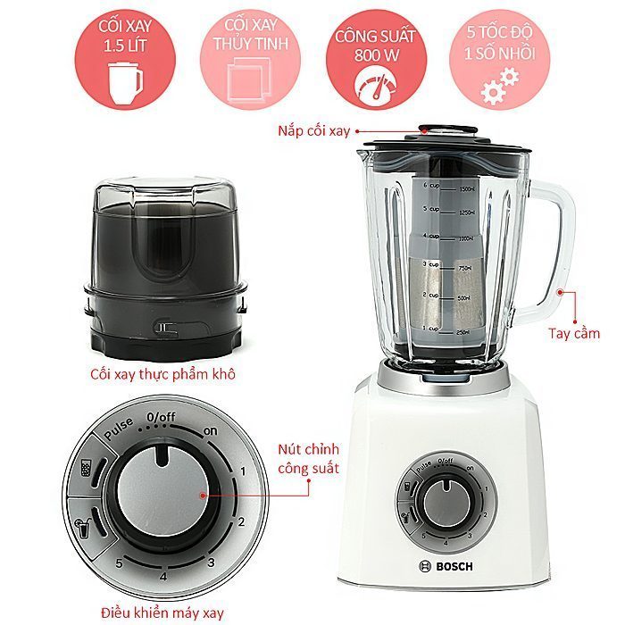 Máy xay sinh tố Bosch MMB54G5S - Hàng chính hãng