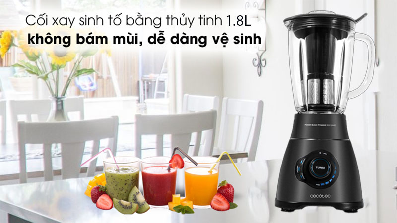 Máy xay sinh tố Cecotec Power Black Titanium 1800 Smart - Hàng chính hãng