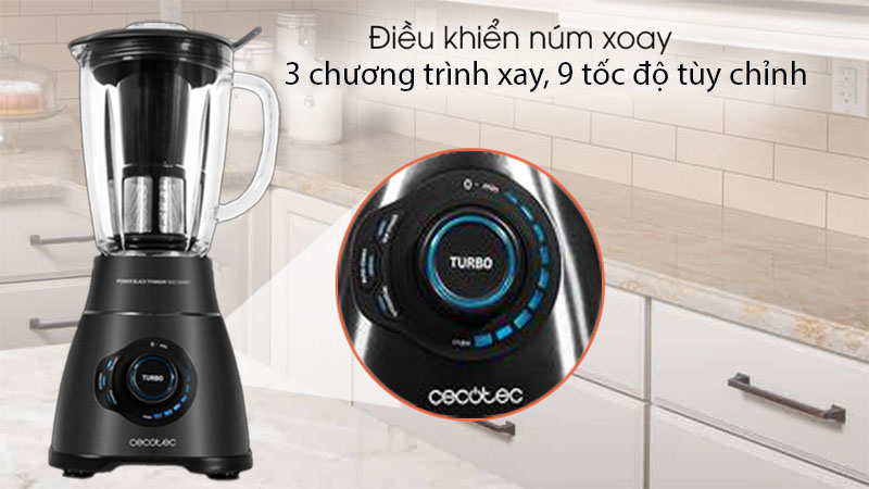 Máy xay sinh tố Cecotec Power Black Titanium 1800 Smart - Hàng chính hãng