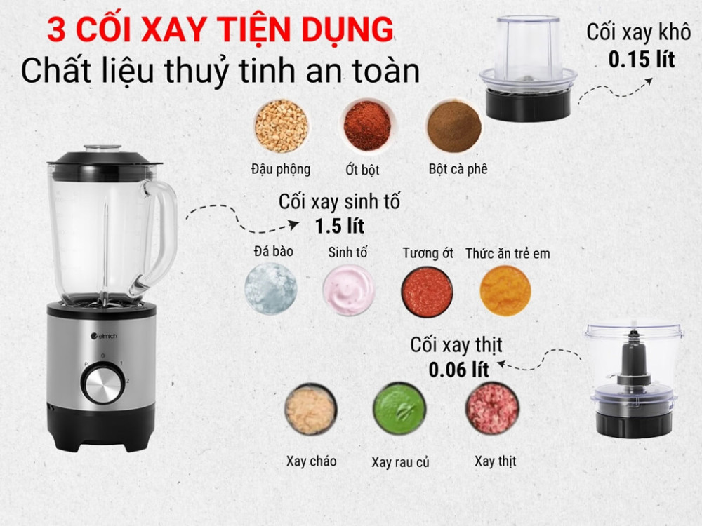 Máy xay sinh tố Elmich BLE-8763 - Hàng chính hãng