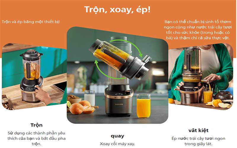Chức năng hoạt động của Máy xay sinh tố Philips HR3770/00